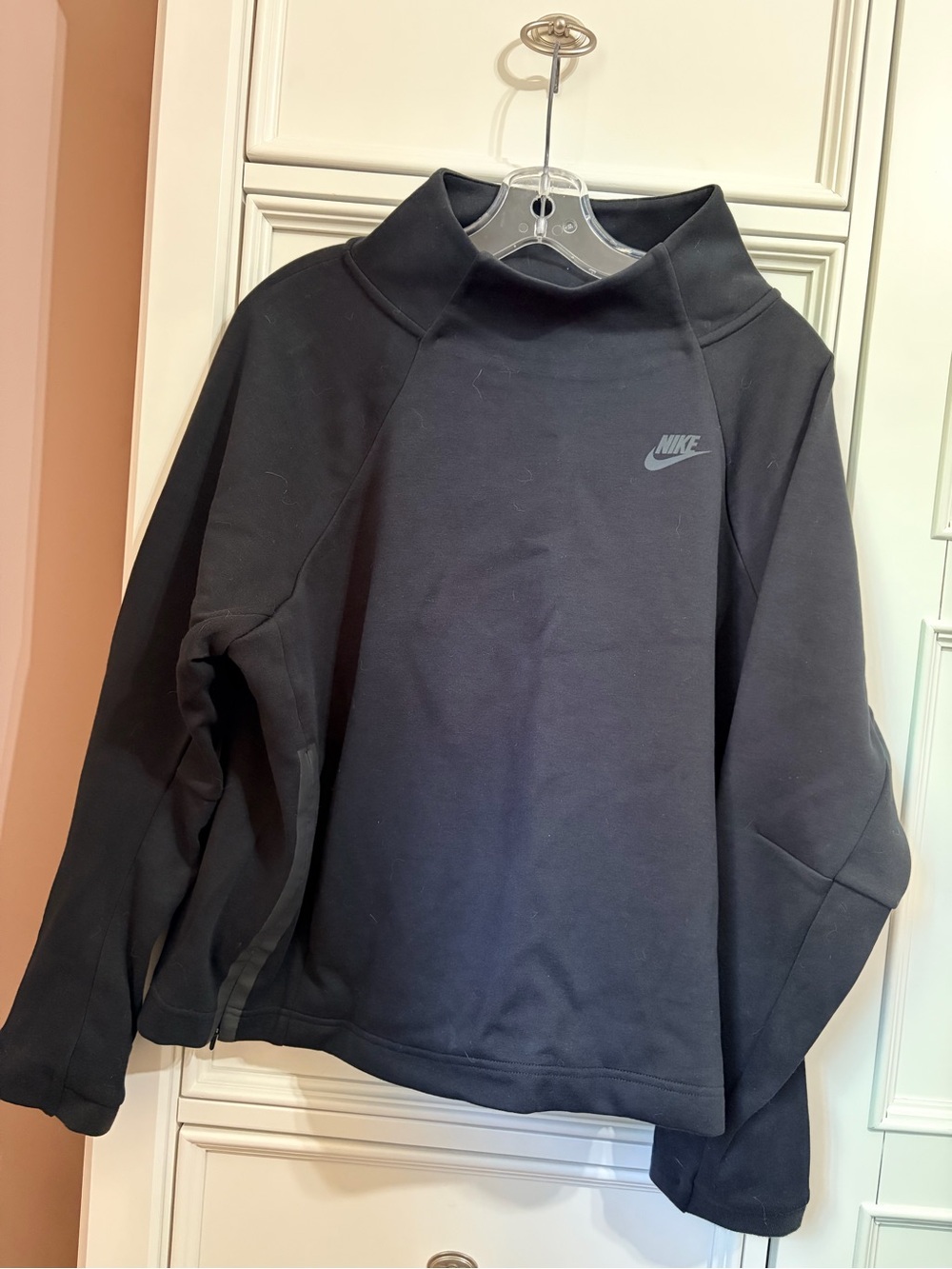 Nike Black Pullover Sweatshirt with Mock Neck, side zip detail